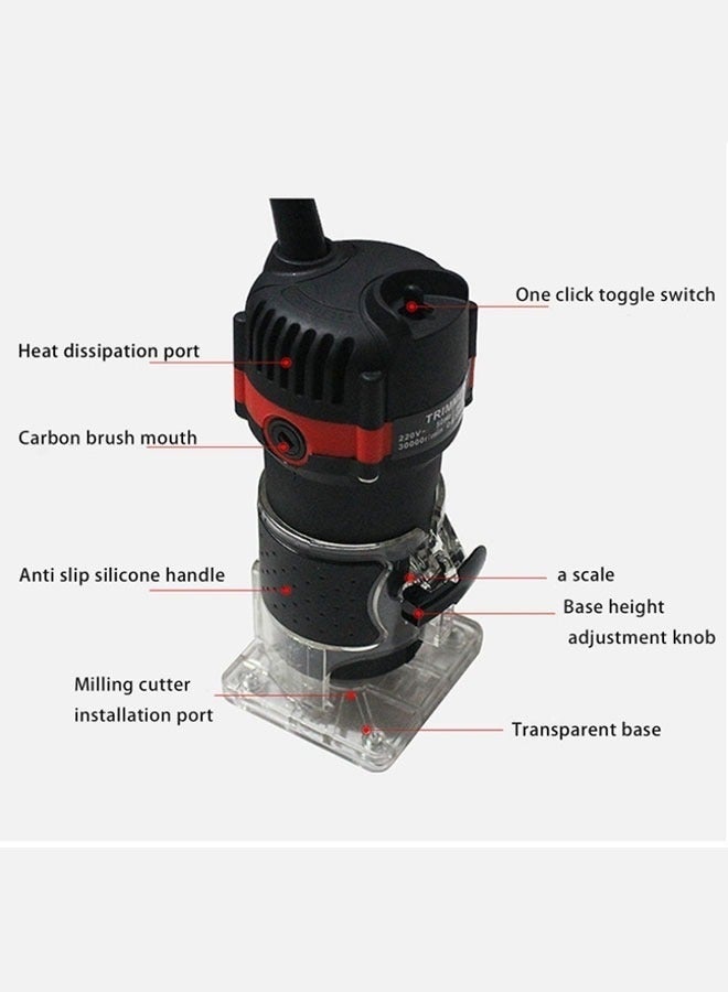 Multifunctional Electric Wood Trimmer Wood Router Laminate Trimmer Professional Slotting Trimming Grooving Machine for Woodworker Carpenter with 15pcs Milling Cutters 800W 30000rmin 220V - Image 2